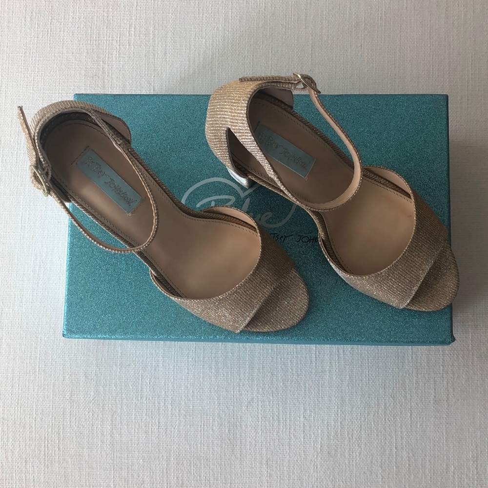 Blue by Betsy Johnson - Gold glitter Carly heels